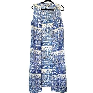 K172 GB Sleeveless Long Duster Patterned Kimono Medium